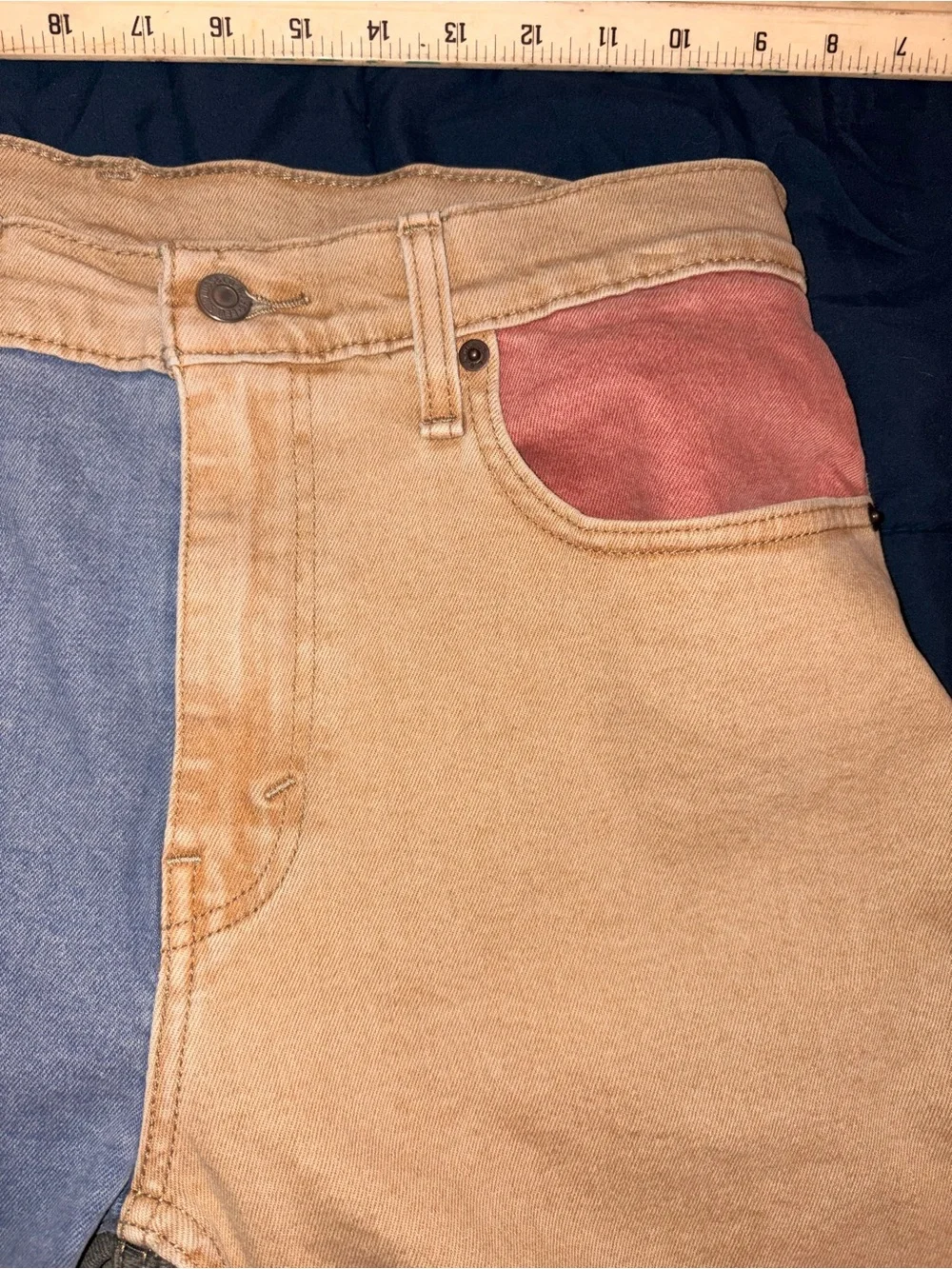 Levi’s 502 Colorblock Patchwork Denim Shorts Men’s W33 Multicolor
